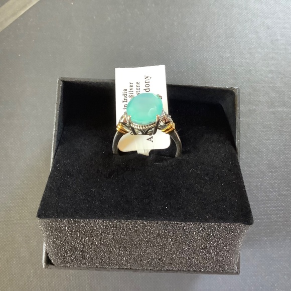 Sterling Silver Genuine Gemstone Aqua Chalcedony Ring Size-8 - Picture 15 of 16